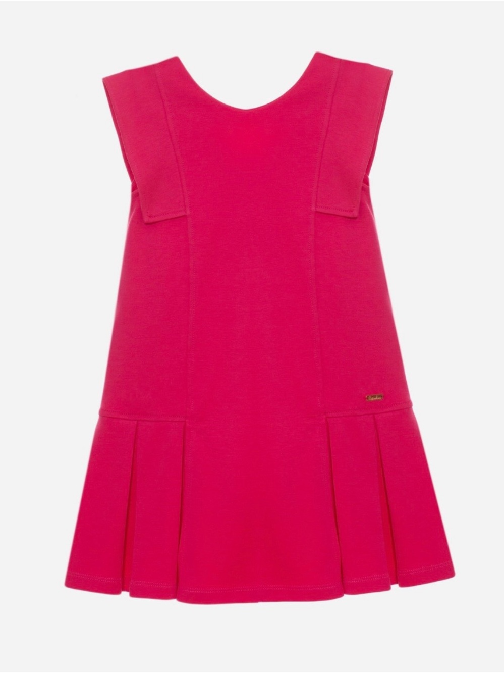 Girls Bright Fuchsia Sleeveless Pleated Casual Dress